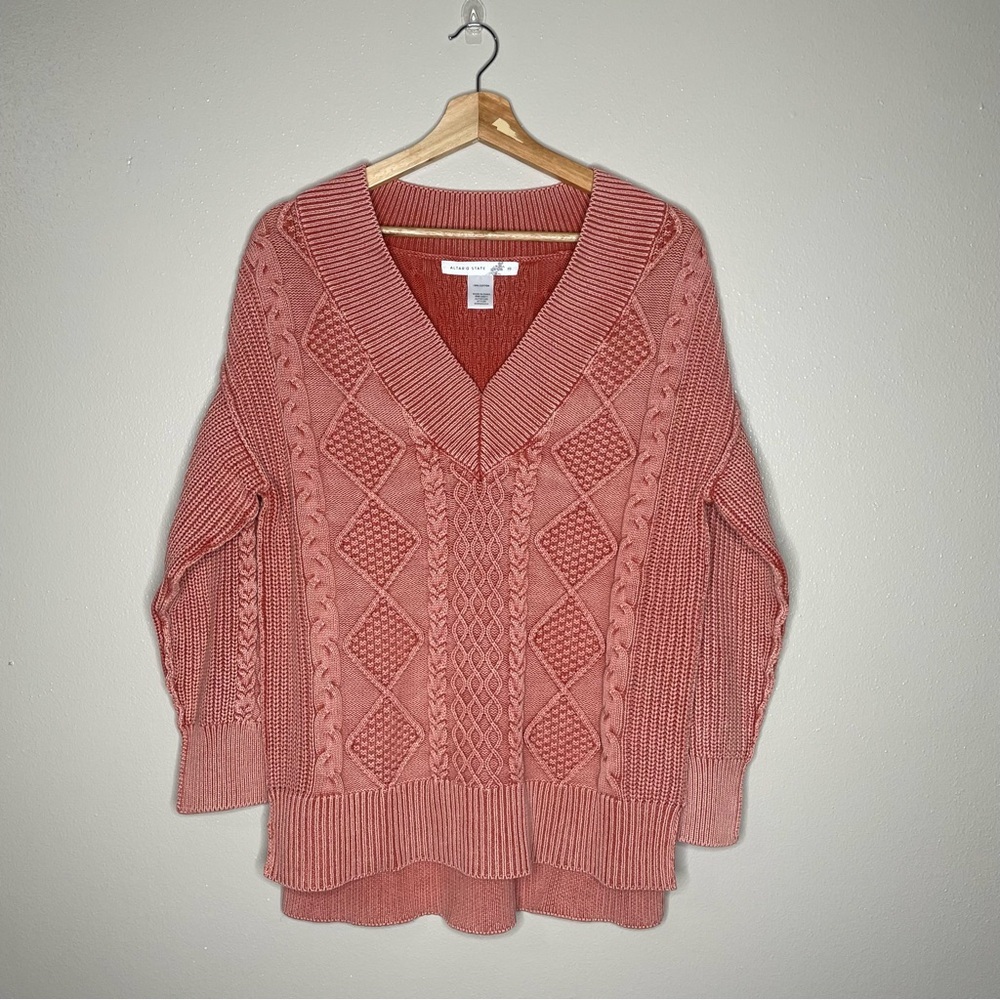 Altar’d State | V Neck 100% Cotton Knit Rust Sweater XS